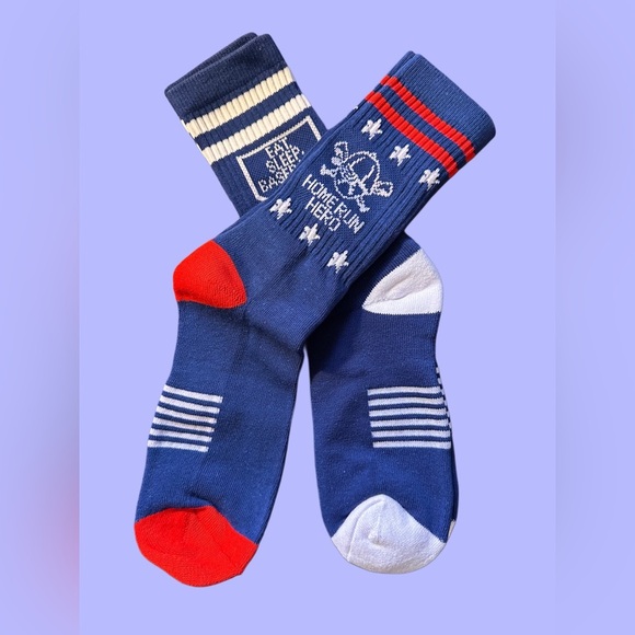 NWT Unisex Baseball Crew Socks, Great Gift For Fans, 2 Pairs One Size 8-13 - Picture 7 of 9